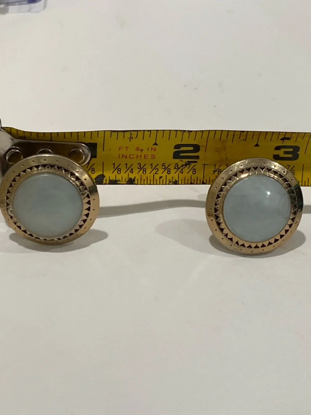 Vintage Swank Gold Tone With Dusty Blue Stone Men's Cuff Links